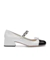 Miu Miu Chain Strap Slingback Cap Toe Pump In White