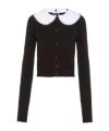 Miu Miu Contrasting-collar Cardigan In Black