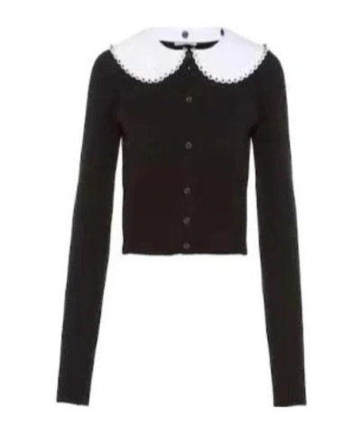Miu Miu Contrasting-collar Cardigan In Black