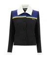 Miu Miu Contrasting-collar Panelled Blazer In Black