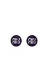 Miu Miu Enameled Metal Earrings With Logo In Black