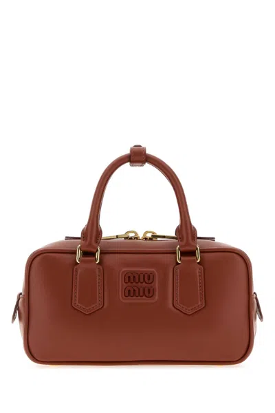 MIU MIU COPPER LEATHER ARCADIE HANDBAG