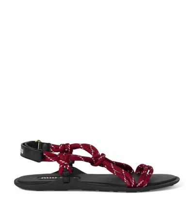 Miu Miu Red Sandals Women In Brown
