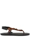 Miu Miu Tobacco-coloured Riviere Sandal In Rope And Leather Women In Brown