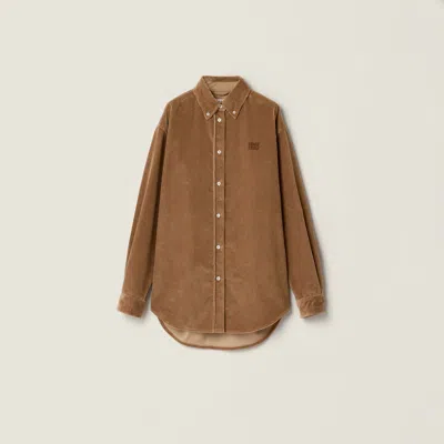 Miu Miu Corduroy And Suede Shirt In Brown