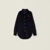 Miu Miu Corduroy And Suede Shirt In Blue