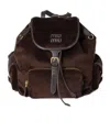 Miu Miu Logo Backpack In Brown