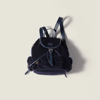 Miu Miu Corduroy Backpack In Blue