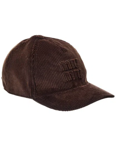 Miu Miu Corduroy Baseball Cap In Brown