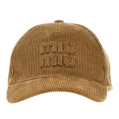 Miu Miu Corduroy Baseball Cap In Sand