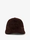 Miu Miu Logo-patch Corduroy Baseball Cap In Brown