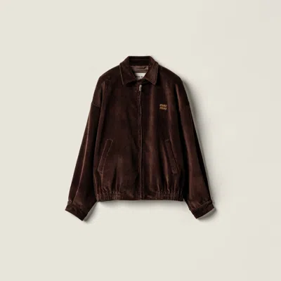 Miu Miu Corduroy Blouson Jacket In Brown