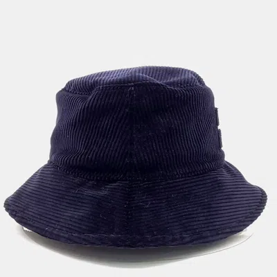 Pre-owned Miu Miu Corduroy Bucket Hat (5hc196) In Blue