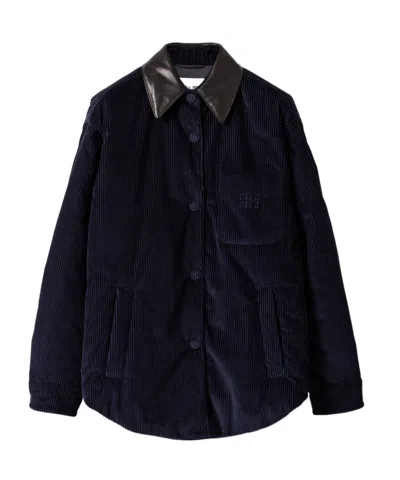 Miu Miu Corduroy Down Jacket In Blue