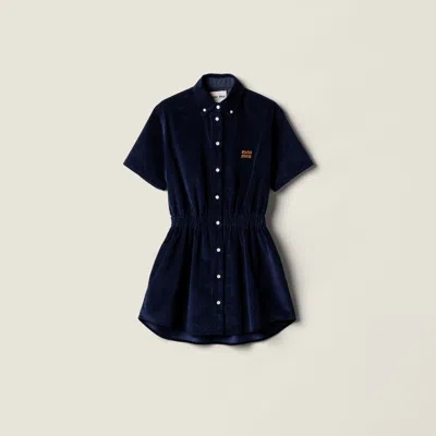 Miu Miu Corduroy Dress In Blue