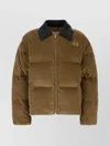 Miu Miu Corduroy Padded High Collar Down Jacket In Brown