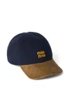 Miu Miu Denim And Corduroy Baseball Cap In 蓝色