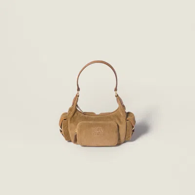 Miu Miu Corduroy Pocket Bag In Brown