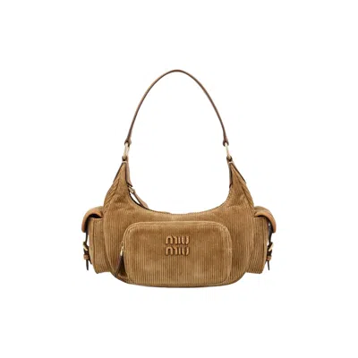 Pre-owned Miu Miu Corduroy Pocket Bag 'cinnamon' | Tan | Women's Size Onesize In Brown