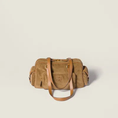 Miu Miu Corduroy Pocket Top-handle Bag In Brown