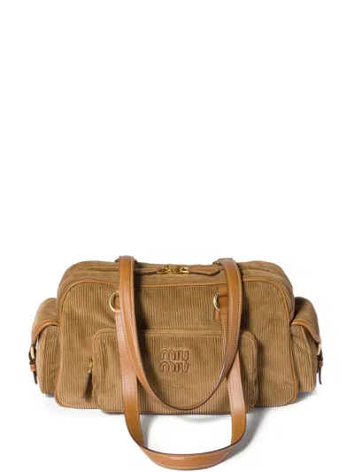 MIU MIU POCKET CORDUROY SHOULDER BAG