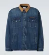 Miu Miu Corduroy-trimmed Denim Down Jacket In Blue