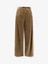 Miu Miu Wide Leg Corduroy Trousers With Belt Loops In Brown