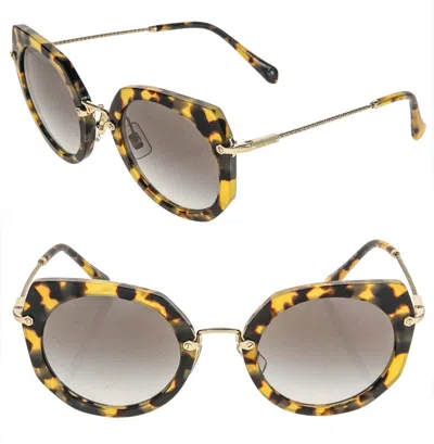 Pre-owned Miu Miu Core Mu02xs Light Brown Havana Geometric Luxury Fashion Sunglasses 02x In Gray