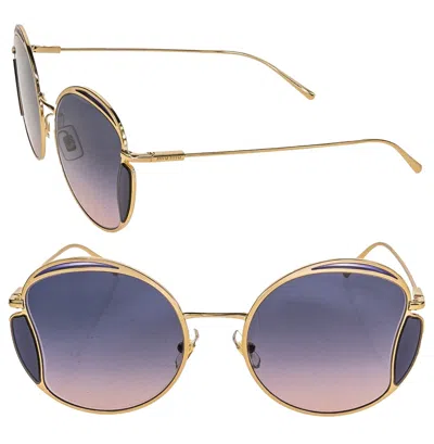 Pre-owned Miu Miu Core Mu56xs Gold Pink Blue Round Metal Fashion Wavy Design Sunglass 56x