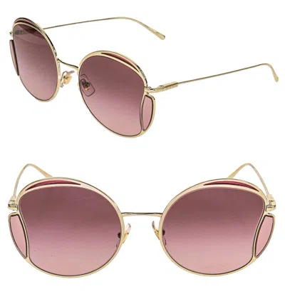 Pre-owned Miu Miu Core Mu56xs Gold Pink Round Metal Fashion Wavy Design Sunglass 56x In Zvn-3g2