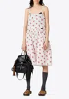 Miu Miu Button-detailed Floral Cotton-linen Midi Dress In Neutral
