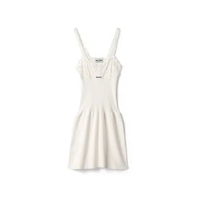 Miu Miu Cotton And Lace Dress In White