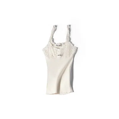 Miu Miu Cotton And Lace Top In White