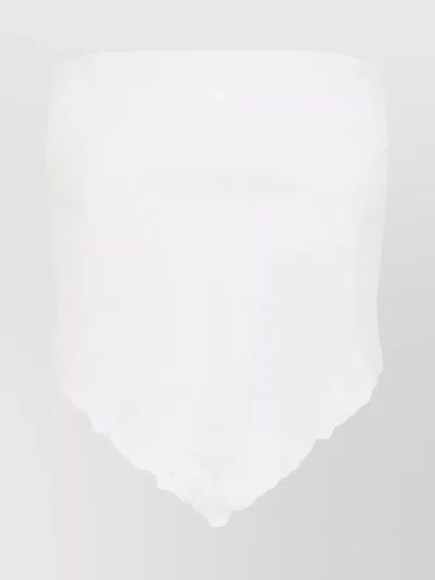 MIU MIU COTTON AND LINEN STRAPLESS TOP