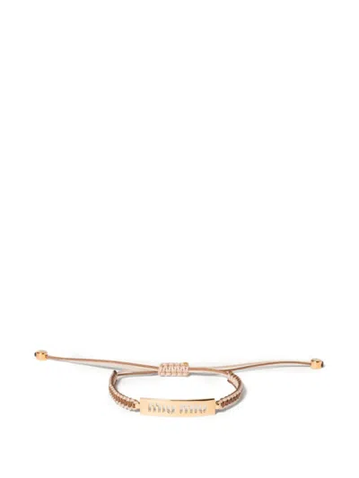 Miu Miu Cotton And Metal Bracelet In Gold