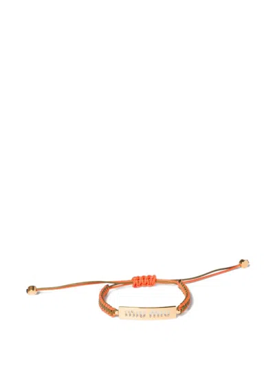 Miu Miu Cotton And Metal Bracelet In Orange