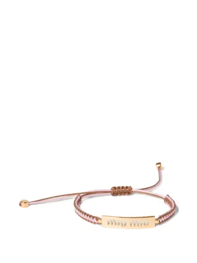 Miu Miu Braided Bracelet Adjustable Strap Gold Tone Hardware