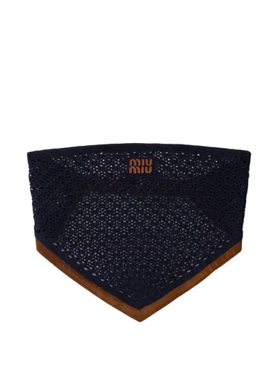 Miu Miu Cotton And Suede Bandana Top In Black