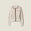 Miu Miu Suede-trim Cotton Crochet Pelle Zip Cardigan