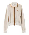 Miu Miu Cotton And Suede Cardigan In Gray