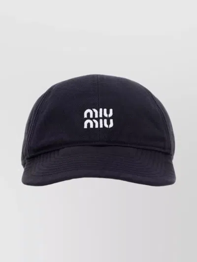 Miu Miu Cotton Baseball Cap Adjustable Strap In Blue