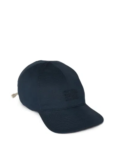 Miu Miu Drill And Poplin Baseball Cap In Blue