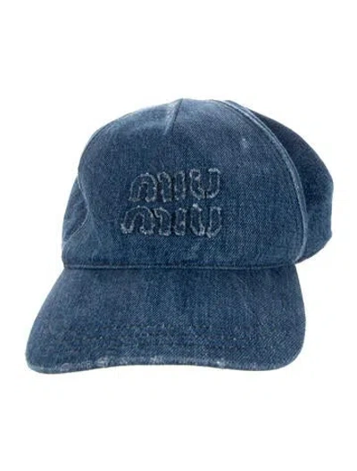 Pre-owned Miu Miu Cotton Baseball Cap In Blue