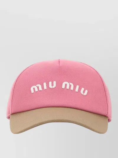 Miu Miu Cotton Baseball Cap Curved Brim Design