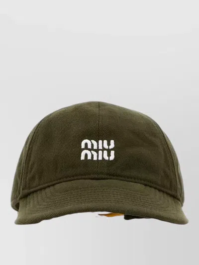 Miu Miu Cotton Baseball Cap Curved Brim Design
