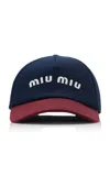 Miu Miu Drill Baseball Cap In Navy