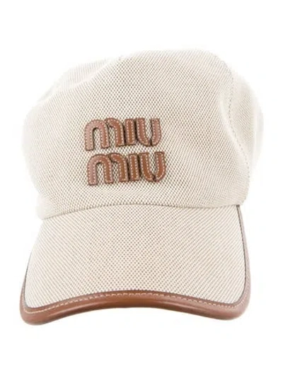 Pre-owned Miu Miu Cotton Baseball Hat In Neutral