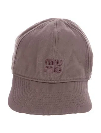 Pre-owned Miu Miu Cotton Baseball Hat In Purple
