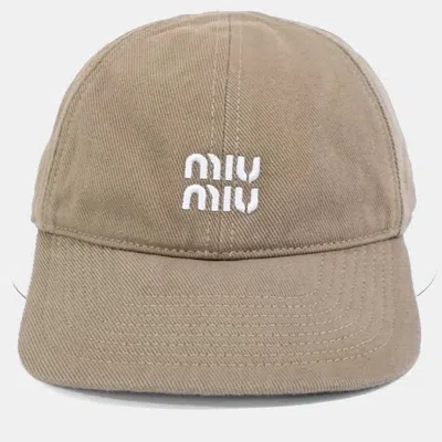 Pre-owned Miu Miu Cotton Beige Cap Hat In Sand