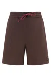 Miu Miu Logo Jogger Shorts In Brown